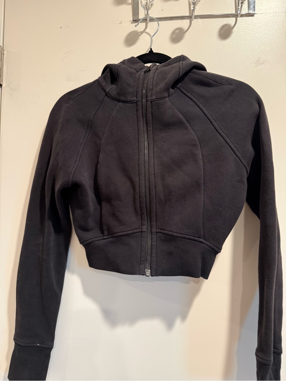 lululemon athletica Cropped Black Hooded Zip Jacket